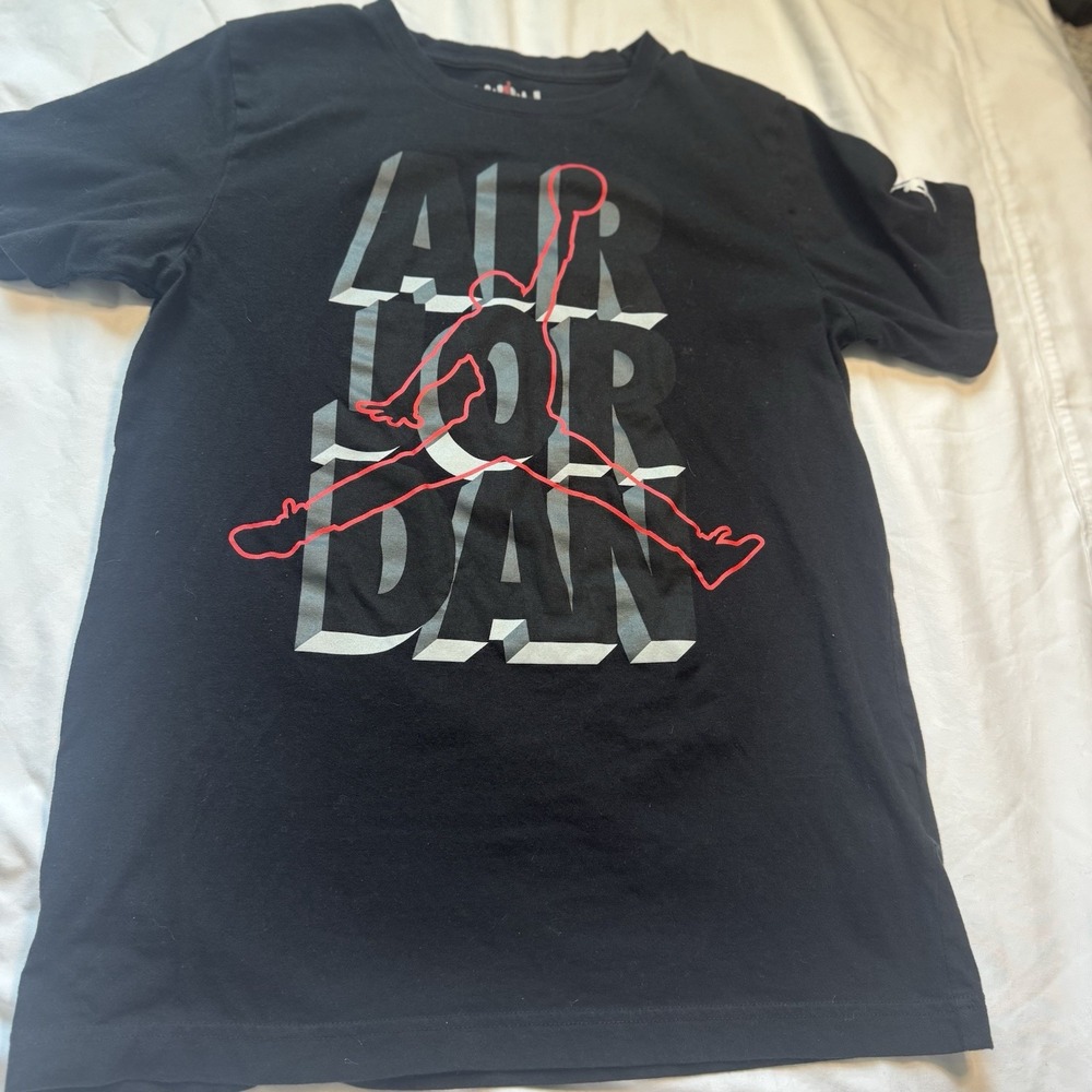 Jordan Air Jordan Boys Xl Black Graphic Print Logo Crew Neck Short Sleeve Tee